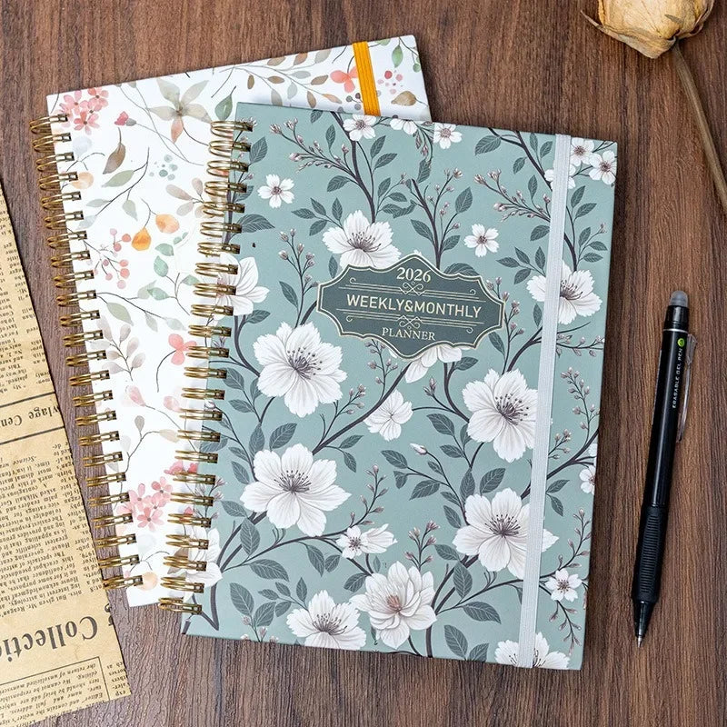 ﻿European and american schedule planning notebook, english plan notebook coil A5 account book handwritten record notebook