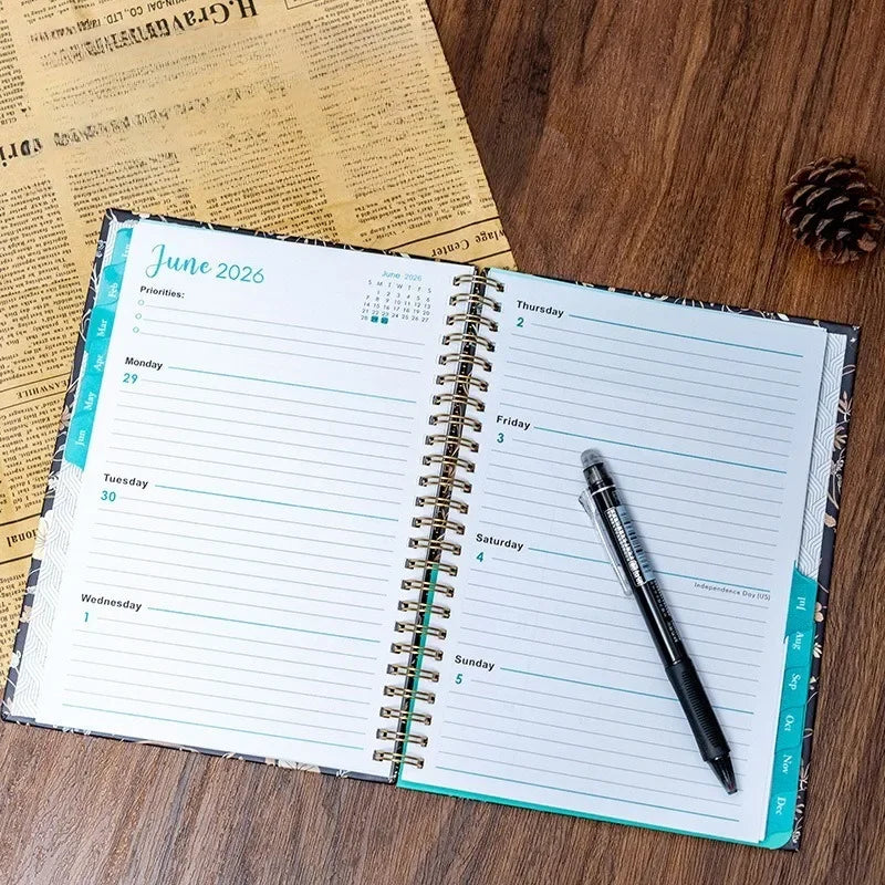 ﻿European and american schedule planning notebook, english plan notebook coil A5 account book handwritten record notebook