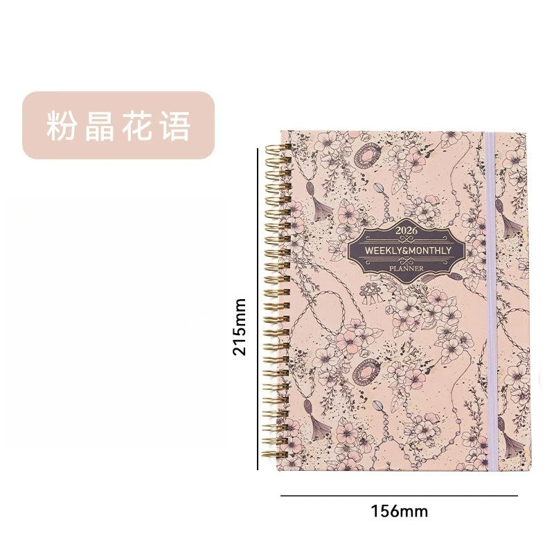 ﻿European and american schedule planning notebook, english plan notebook coil A5 account book handwritten record notebook