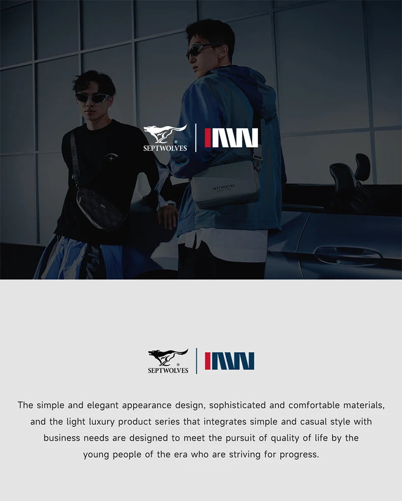 Septwolves Magnetic Buckle Crossbody Fanny Pack Man Adjustable Shoulder Strap Travel Waist Bag Waterproof Phone Mini iPad Bumbag