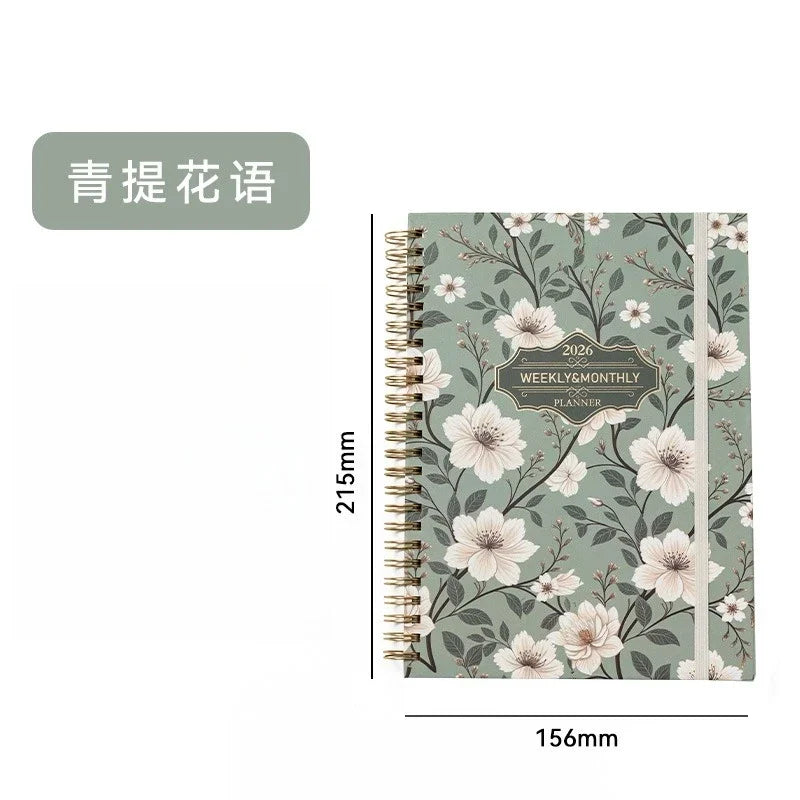 ﻿European and american schedule planning notebook, english plan notebook coil A5 account book handwritten record notebook
