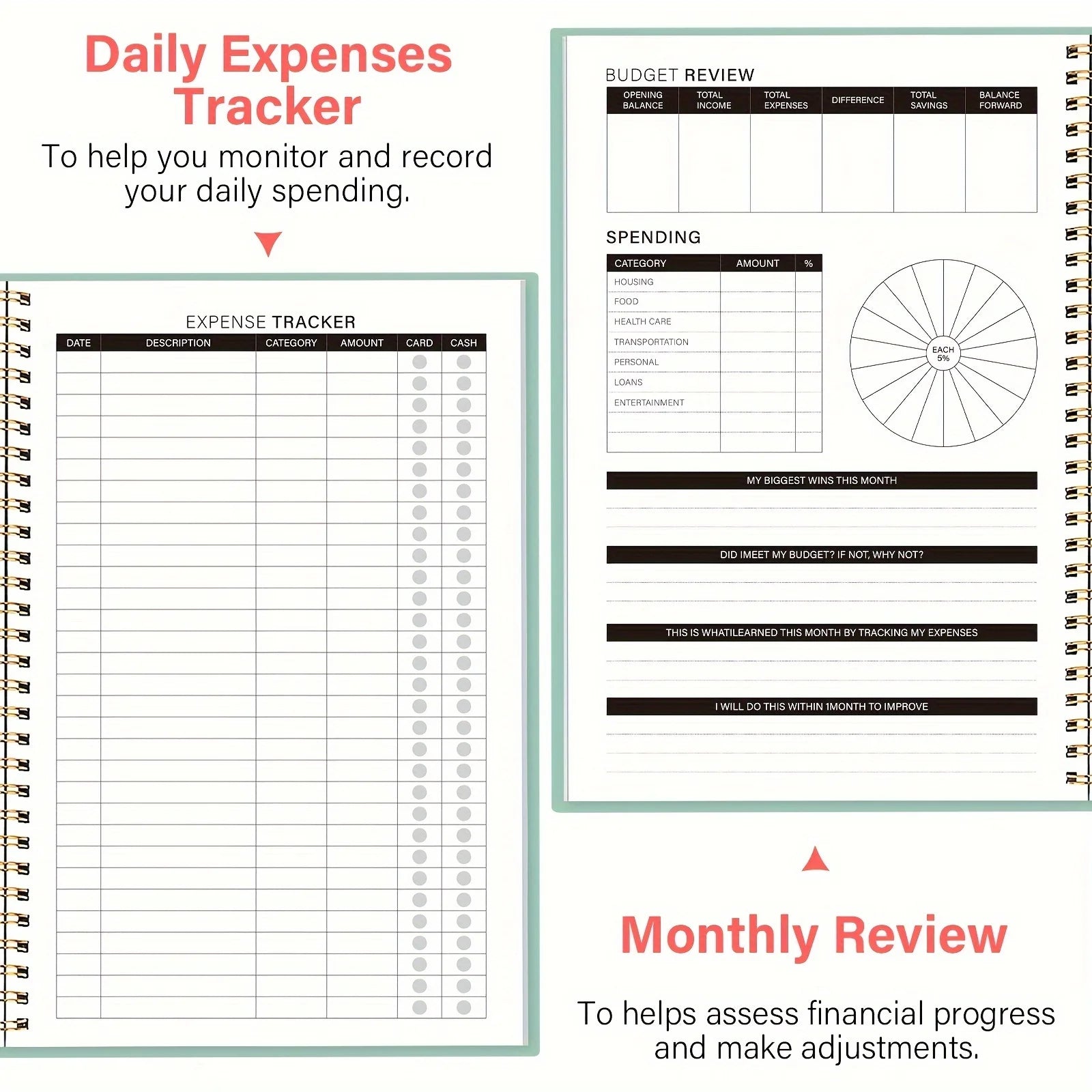 Monthly Finance Budget Planner Organizer with Expense Tracker Notebook to Manage Your Money Effectivelyr Undated Finance Planner