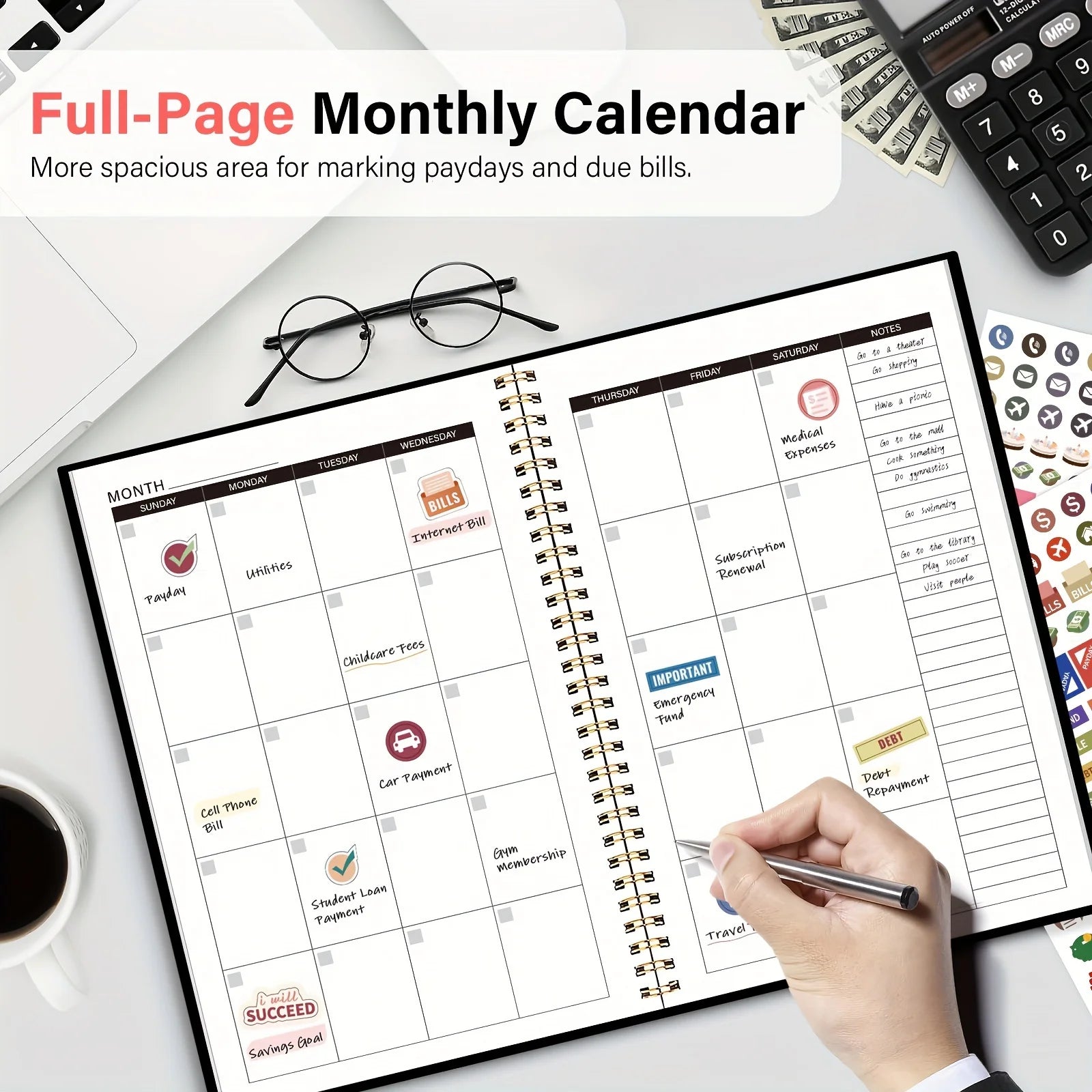 Monthly Finance Budget Planner Organizer with Expense Tracker Notebook to Manage Your Money Effectivelyr Undated Finance Planner