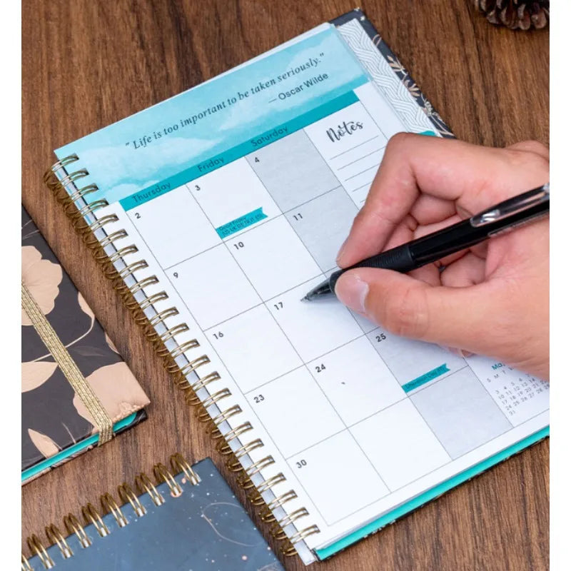 ﻿European and american schedule planning notebook, english plan notebook coil A5 account book handwritten record notebook