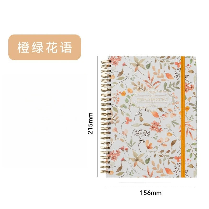 ﻿European and american schedule planning notebook, english plan notebook coil A5 account book handwritten record notebook