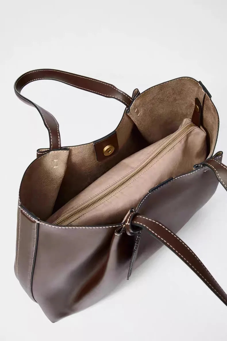 Fashion Ruched Women big Handbags Designer PU Leather Shoulder Bag High Quality Crossbody Bags Women Bucket Bag Female Clutch