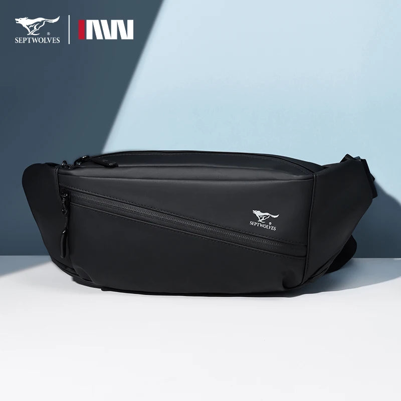 Septwolves Magnetic Buckle Crossbody Fanny Pack Man Adjustable Shoulder Strap Travel Waist Bag Waterproof Phone Mini iPad Bumbag