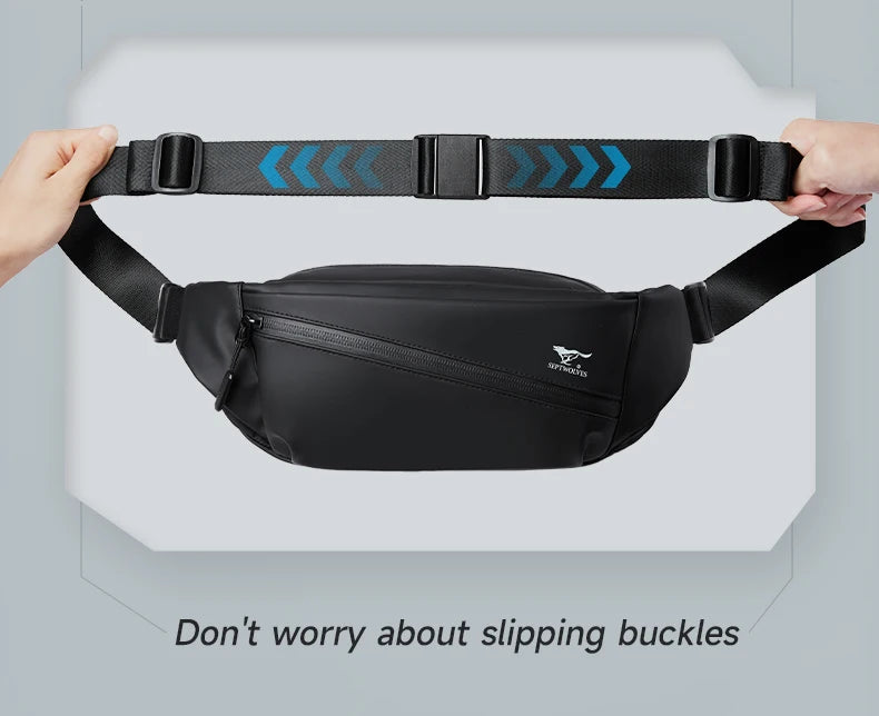 Septwolves Magnetic Buckle Crossbody Fanny Pack Man Adjustable Shoulder Strap Travel Waist Bag Waterproof Phone Mini iPad Bumbag