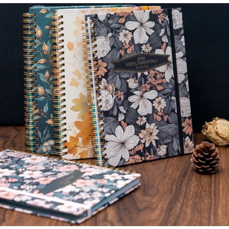 ﻿European and american schedule planning notebook, english plan notebook coil A5 account book handwritten record notebook
