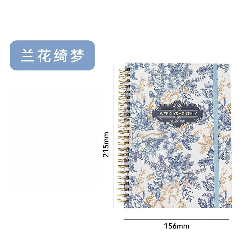 ﻿European and american schedule planning notebook, english plan notebook coil A5 account book handwritten record notebook
